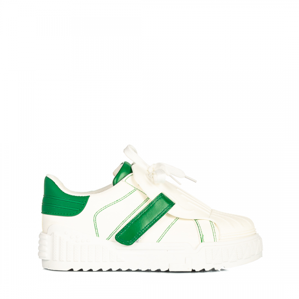 Pantofi sport dama Lumera albi cu verde, 2 - Kalapod.net